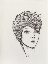 a drawing of a girl with short hair