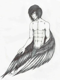 a drawing of a man with wings